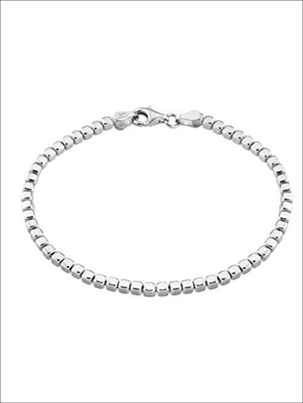 Italian 925 Sterling Silver Organic Bead Bracelet 7 Inches Lobster
